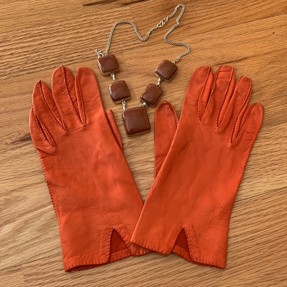 🎃VTG Leather gloves 📍FIRM📍Pumpkin Halloween - Picture 10 of 16